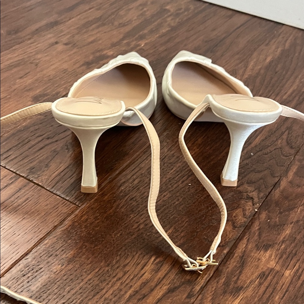 Lulu's White Satin Pointed Toe Heels - Picture 3 of 4
